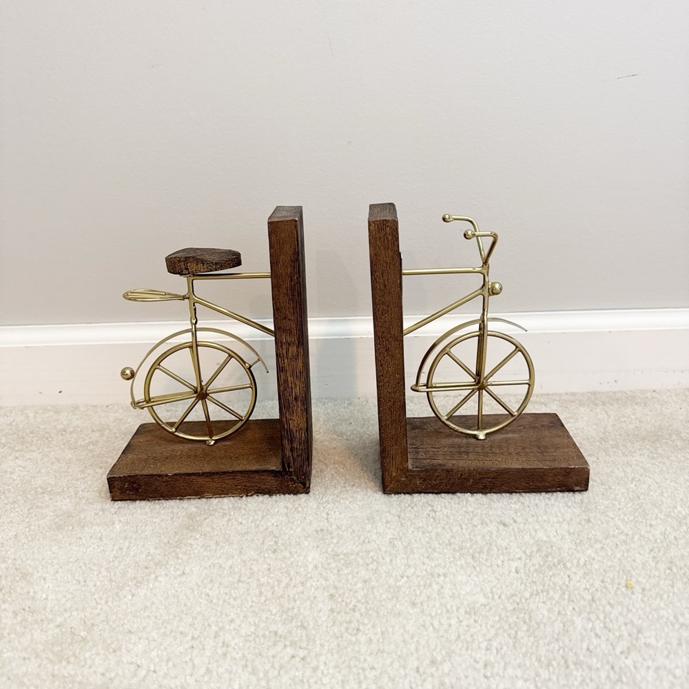 Vintage Brass Bicycle Bookends